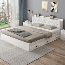 榻榻米床现代简约单人，双人床储物1.5米小户型软包高箱收纳板式床