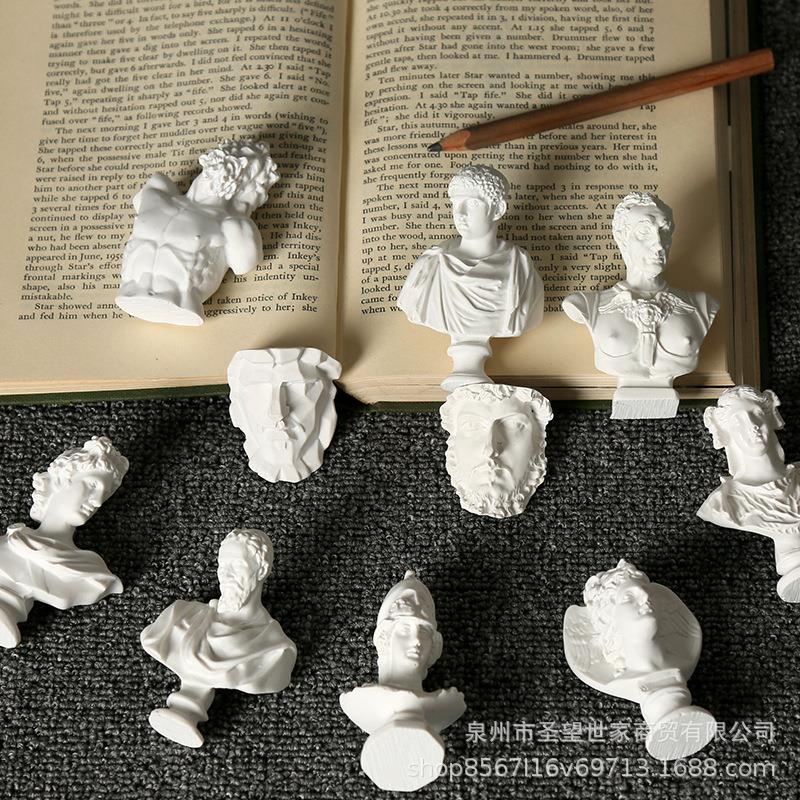 素描小头像你迷c树脂石膏小头像摆-套二人物件67m 素描小人头石膏