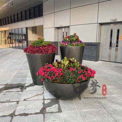 户外商业合街花器玻璃钢厂家金山湖花楼大花盆组售部开业合现代组