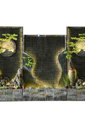 中式假山流水水幕墙喷泉屏风庭院装饰入户造景落地摆件