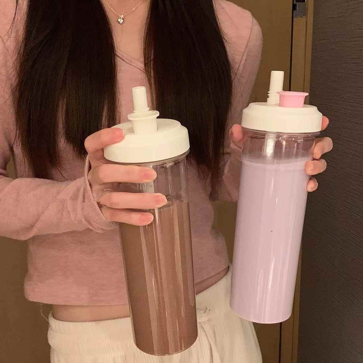 德国进口大容量玻璃杯ins奶茶杯粗吸管杯高颜值简约耐高温果汁喝