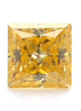 梧州宝石柠檬黄公黄镀柠檬公方莫桑石裸石方正形直角车花主彩色碳