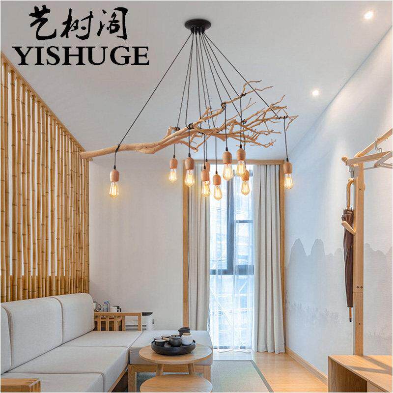 去皮干树枝干枝树干花艺衣架鸟架灯架造型悬吊式天花板装饰树枝手