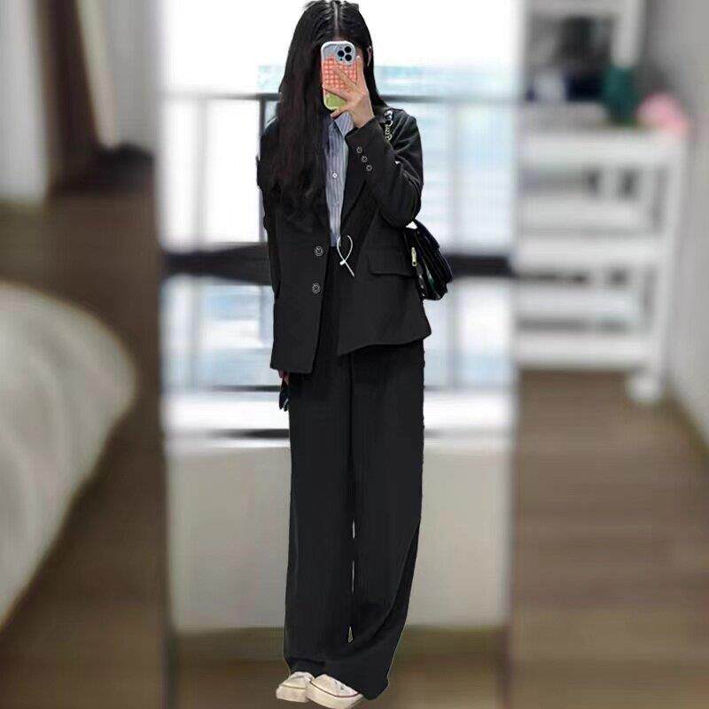 黑色西装套装女大学生答辩教资面试正装西服职业装外套宽松工作服