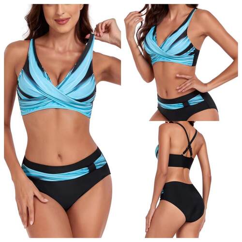 Split swimsuit printed high waisted swimsuit