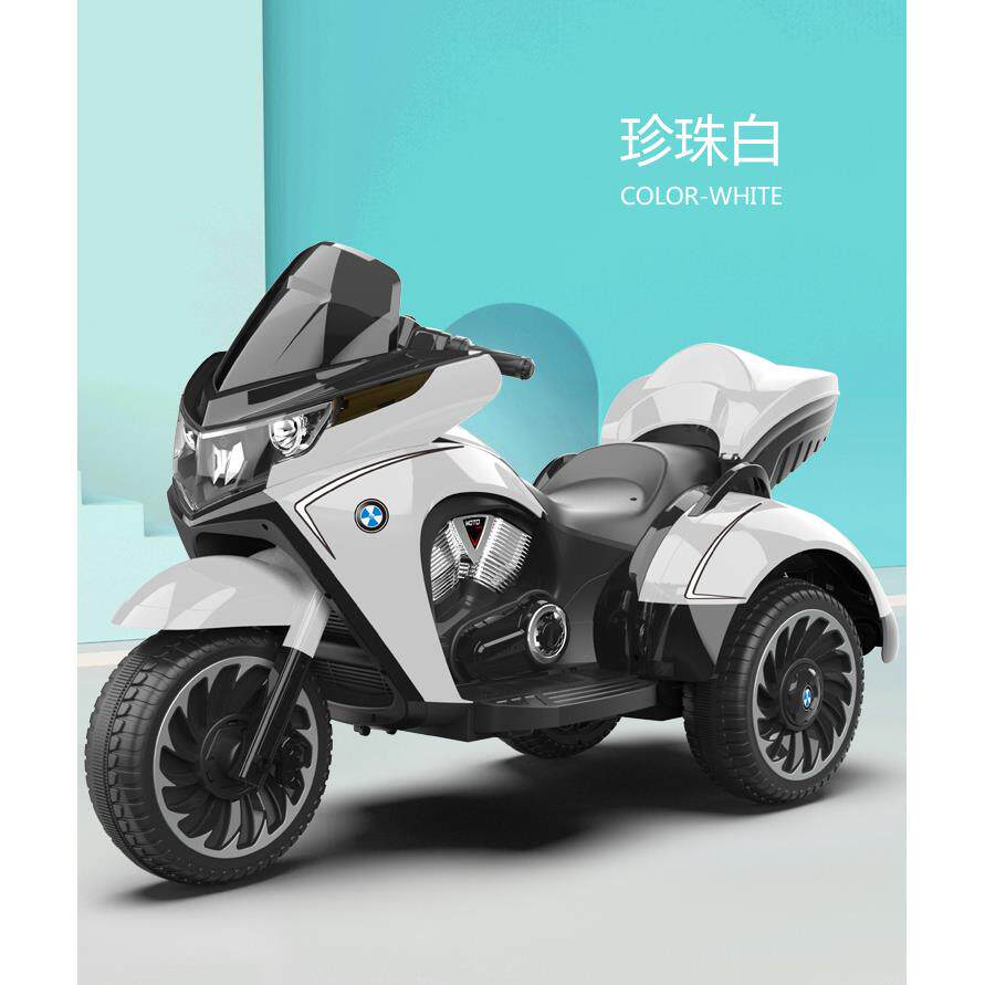 高档儿童电动摩托车可男坐人女小孩双人电充电三轮车超大大号宝宝