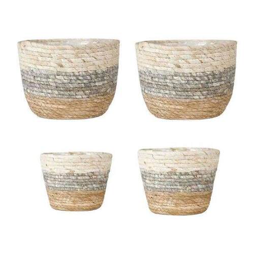 Woven Plant Basket Straw Artificial Flowers Yard Decoration