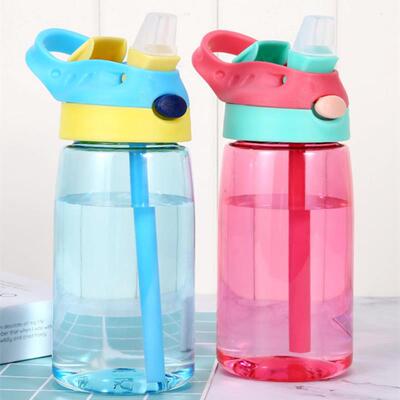 480ML Kids Drinking Straw Water Bottle Cartoon Children Sipp