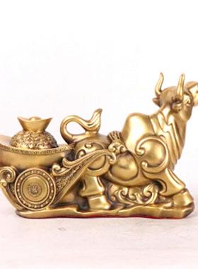 杨记铜摆0117件拉牛元宝牛拉车牛工铜艺品创意摆件