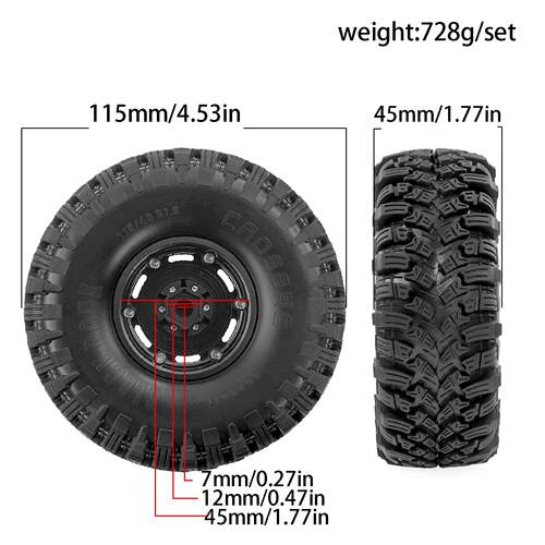 RS红蜘蛛1/10攀爬车瑞泰LC76入侵者 LC71易控TRX4金属轮毂+胎R339