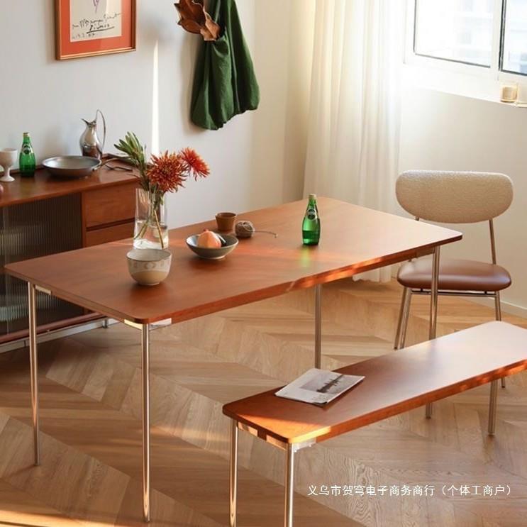 实木餐桌复古小户型北欧日式餐桌椅子组合家用长方形桌子送货入户