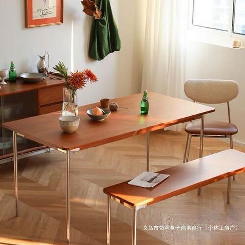 实木餐桌复古小户型北欧日式餐桌椅子组合家用长方形桌子送货入户