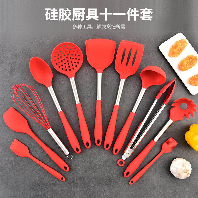 家用耐高温硅胶厨具套装不粘锅厨房不锈钢漏铲防烫锅铲汤勺包邮