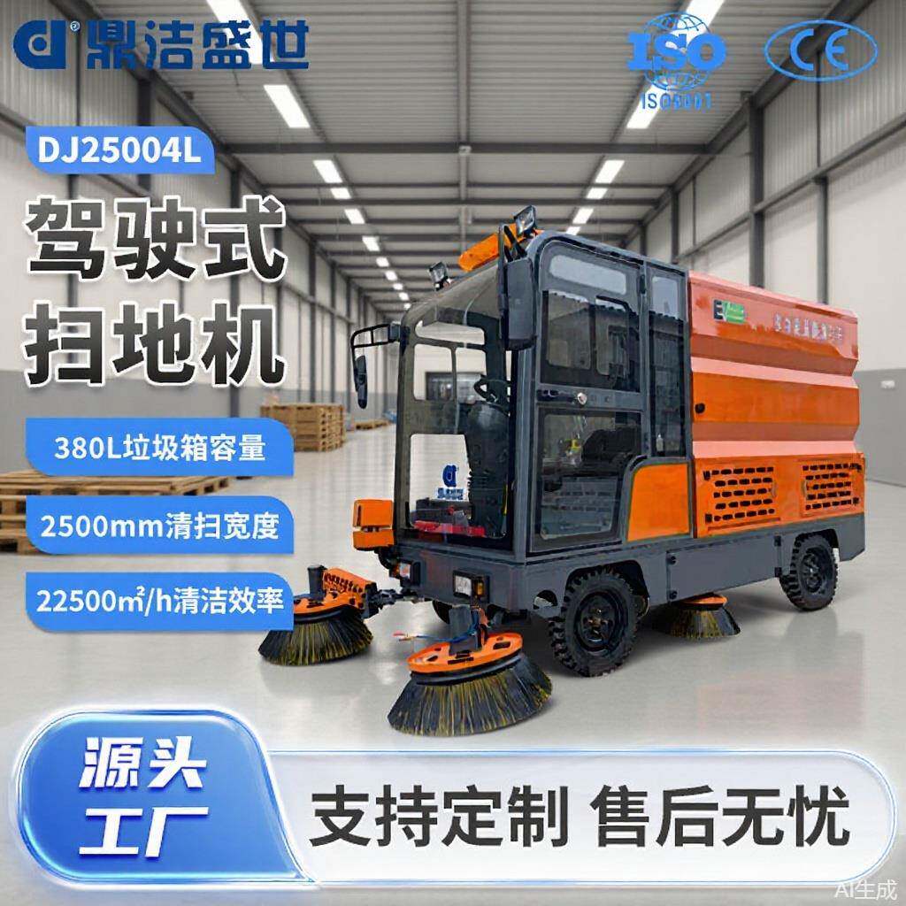 鼎洁盛世驾驶式扫地机四轮挂桶扫地机物业室外清扫车电动扫路车