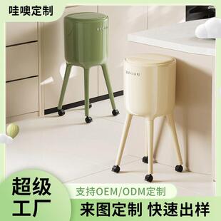 脚垃圾桶家用大号大容量厨房客厅带轮可移动按压开盖垃圾桶