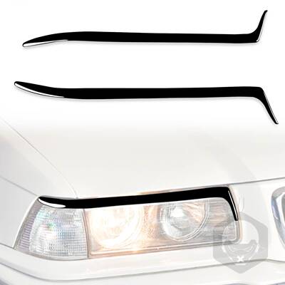 适用于92-98宝马E36大眼灯眉钢琴黑汽车改装装饰亮黑汽车纯黑外饰