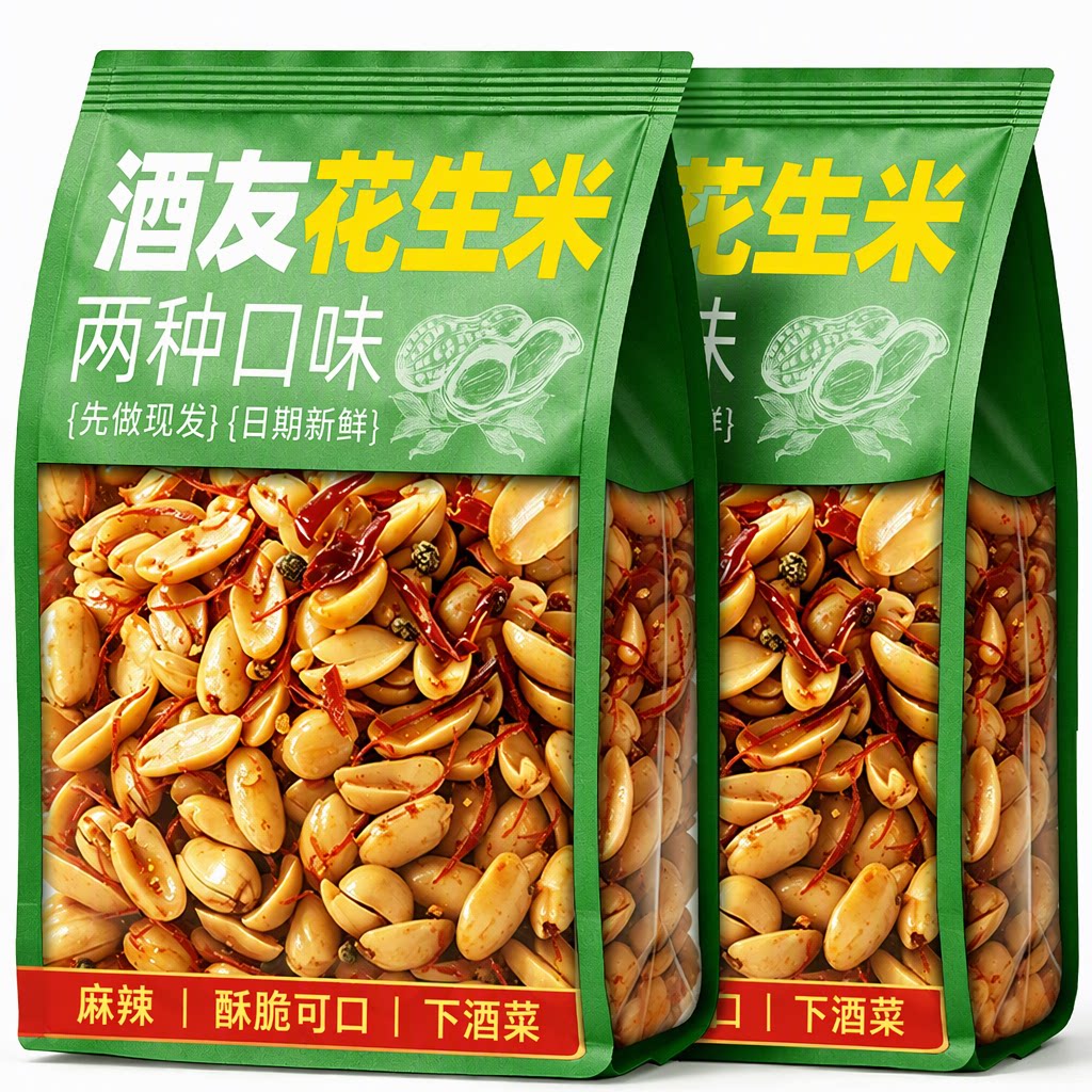 酒友鬼花生米麻辣酥脆饱满油炸下酒菜夜宵追剧解馋休闲零食小吃