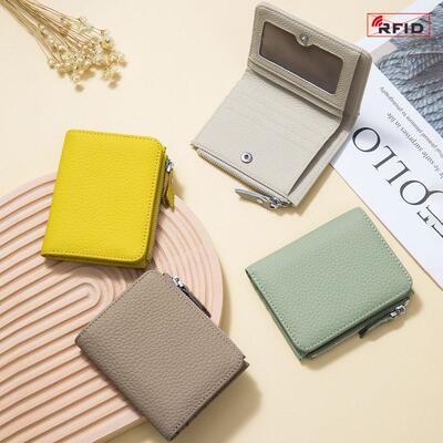 Genuine Leather RFID Short Wallets Card Holder Bag Portable