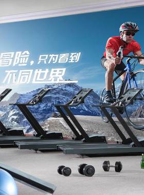 3d健身房海报壁纸瑜伽体育极限运动背景墙纸骑行动感单车主题壁画