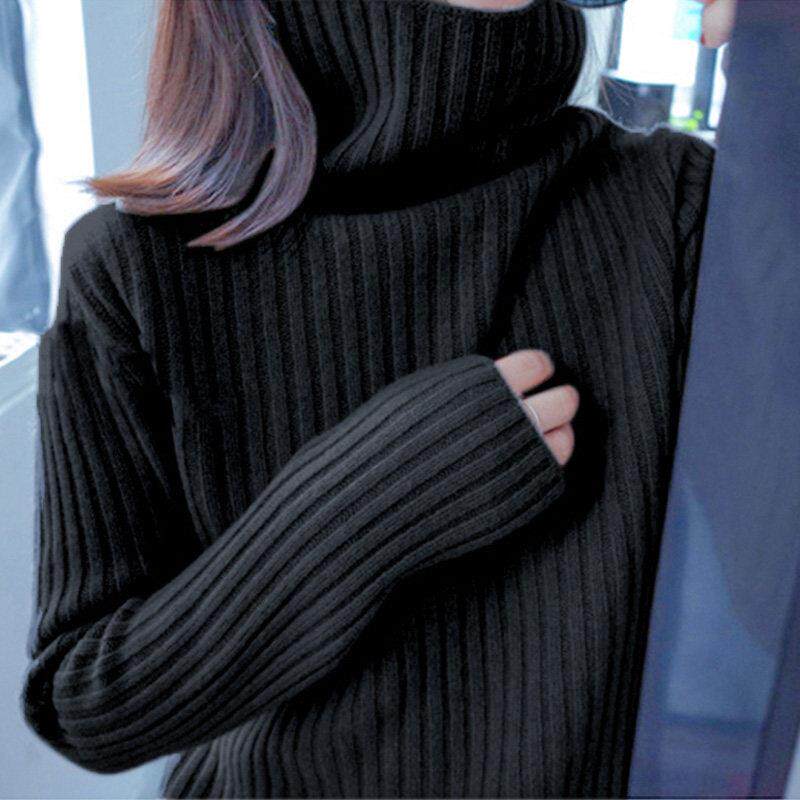 欧洲半高领毛衣女打底衫2025新款冬季堆堆领修身黑色加厚毛衫潮