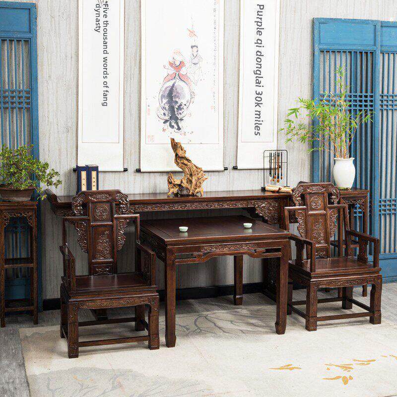 实木六件套中式八仙桌，乡村客厅，中殿柜，祭坛桌，佛堂家居条箱