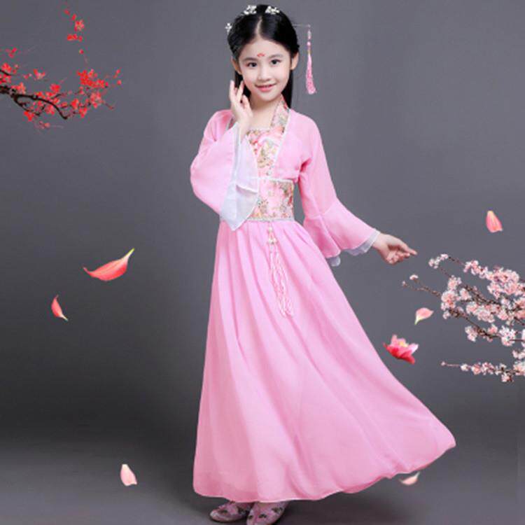 儿童古典舞演出服女少儿古装汉服飘逸伞舞仙女舞蹈服民族舞表演服