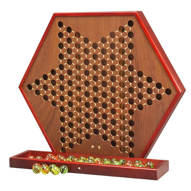 御圣 跳棋 宫廷跳棋 玻璃球跳棋 大号木质跳棋 亲子游戏用棋