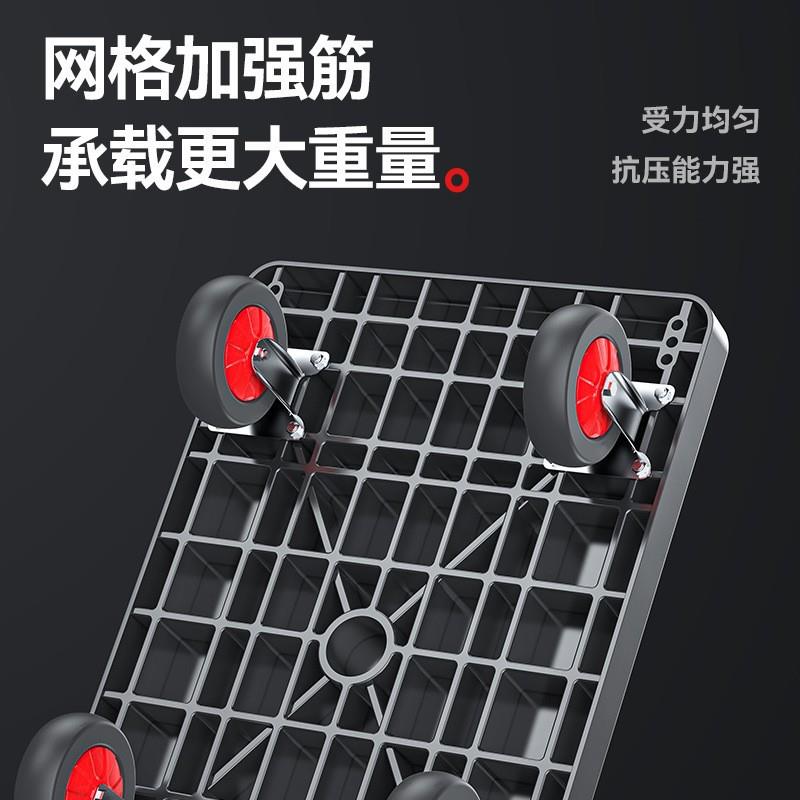 手推车折叠拉货小拉车仓库拖车便携四轮静音购物小推车搬运平板车