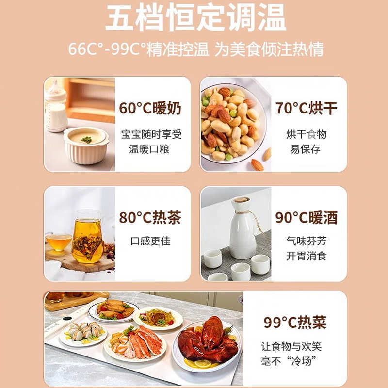 硅胶可折叠暖菜板智能家用多功能热菜暖菜板柔性餐桌加热菜板保温