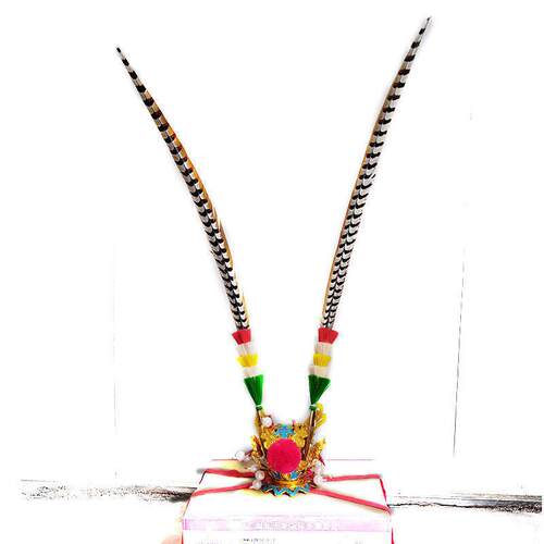 齐天大圣头盔装饰孙悟空紫金冠一米翎毛摩托车机车男炫酷骑士头盔