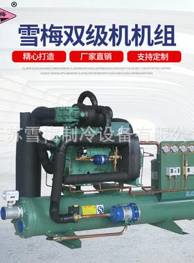 雪梅单机双级制冷机组 双级低温压缩机 冷库用风/水冷机组 8P~30P