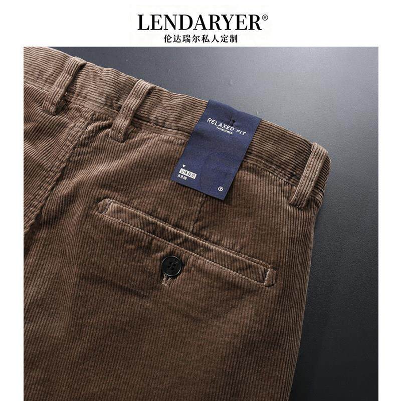 LENDARYER休闲裤男2025秋冬新款纯棉灯芯绒细条纹不倒绒直筒长裤