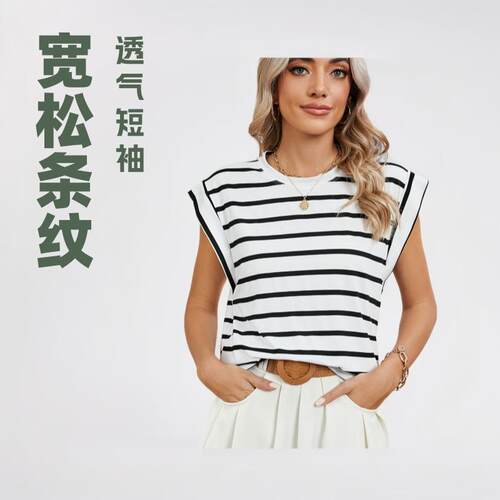 Women 2026 Cap Sleeve Tops Summer Casual Tee Shirt Loose Cre