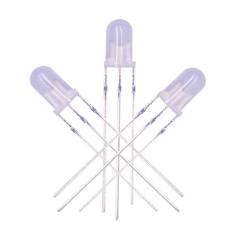 f5红翠绿双色共阳圆头3脚雾状胶体发光二极管5mm红绿双色led灯珠