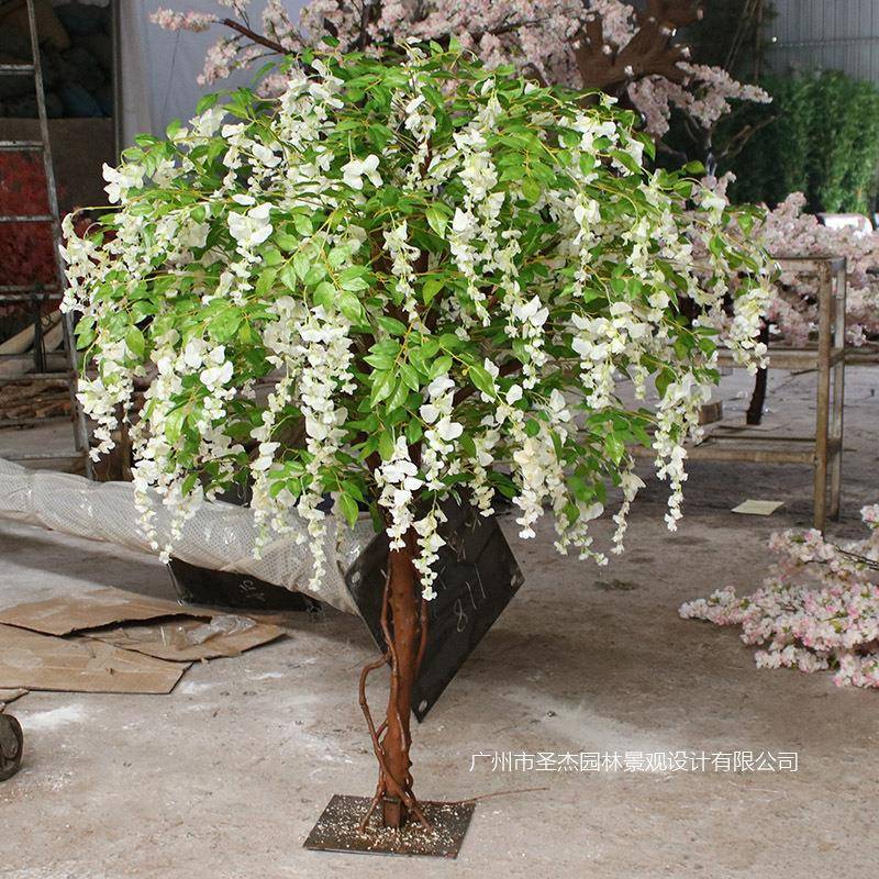 仿真豆花树小型阻燃仿真花树婚庆装饰阻燃假树豆花藤条造景仿真树