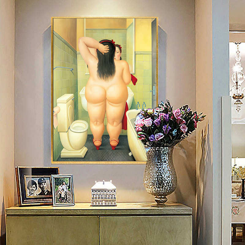 波特罗Botero名画人物艺术墙挂画高级感玄关装饰画酒店卫生间壁画
