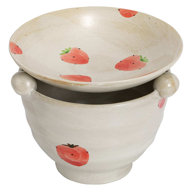 复古粉引手绘草莓烤茶炉日式手工茶叶提香器功夫茶道围炉茶话配件