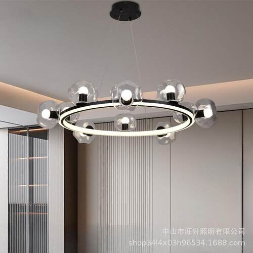 现代简约2025极简餐厅吊灯后现代简约led长条办公室北欧一字吧台