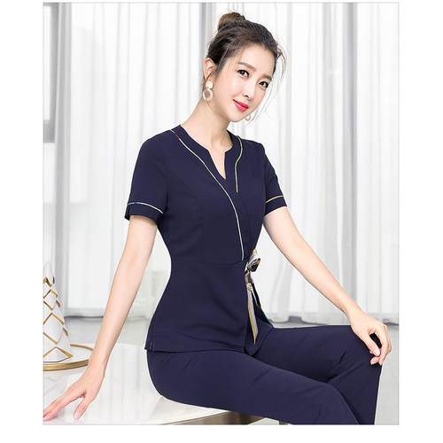 高档美生容师工作足服养馆气质高女端时尚美容院2025新款足疗浴技