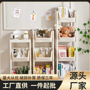 简易放书架家用学生客厅小推车置物架 实用移动落地收纳架多层组装