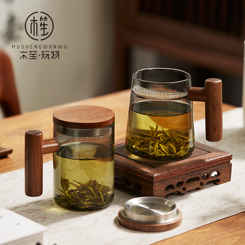 茶杯个人专用茶水分离杯子男款办公室月牙杯过滤功夫泡茶杯耐高温