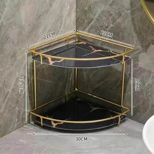 轻奢化妆品收纳架洗漱台收纳卫生间双层落地式三角浴室转角收纳盒