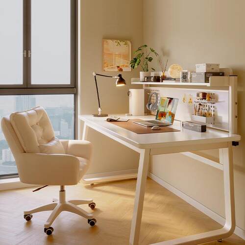 书桌学生家用电脑桌女生卧室学习桌写字台小型书架一体桌子办公桌