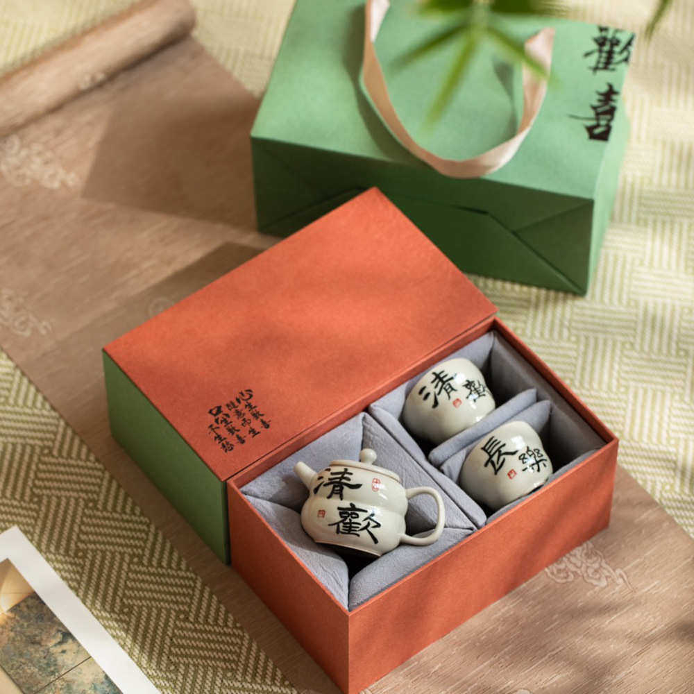泥人述  手绘一壶两杯茶具礼品 创意陶瓷茶壶茶杯小套装文创礼品,节庆用品/礼品,创意礼盒/礼品套组,淘宝优惠券,粉丝福利购,淘宝优惠卷
