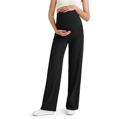 Women Maternity Palazzo Pants Over Belly Leg Waisted