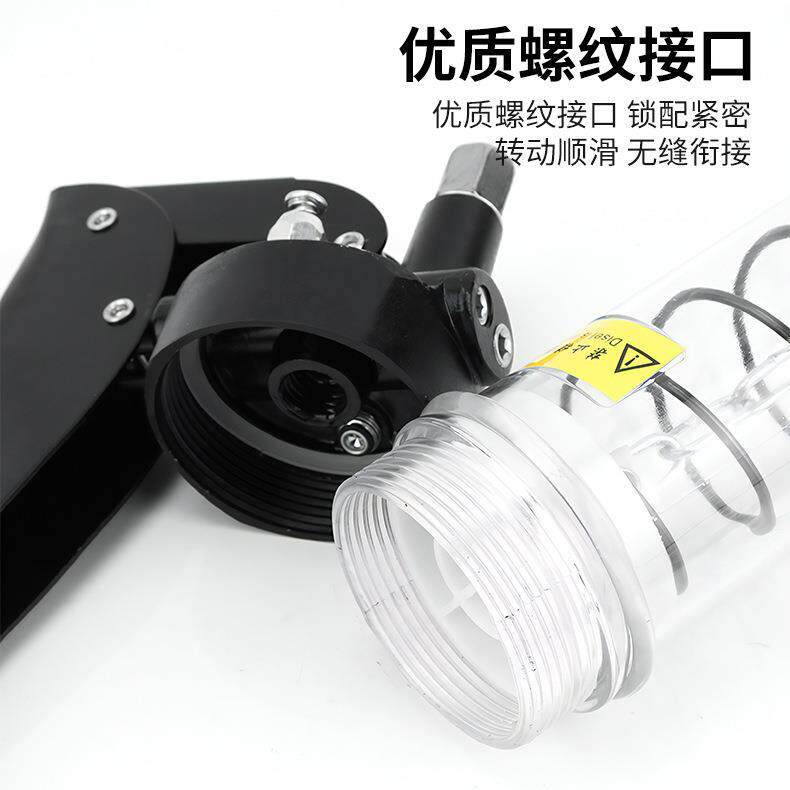 手动拉链式黄油枪黄油弹用双柱塞透明管弹簧管滑轮压油枪