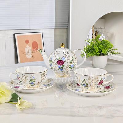 俄家LOM*s草之祝愿系列骨瓷咖啡杯碟茶壶套装欧式高级下午茶茶具