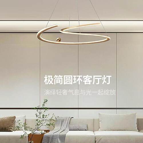 后现代轻奢客厅LED圆环吊灯 北欧简约网红大气餐厅卧室设计师灯具