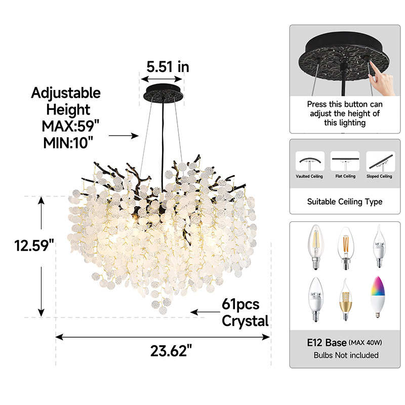 水晶吊灯客厅主灯现代轻奢风别墅长形餐桌树枝水晶灯具