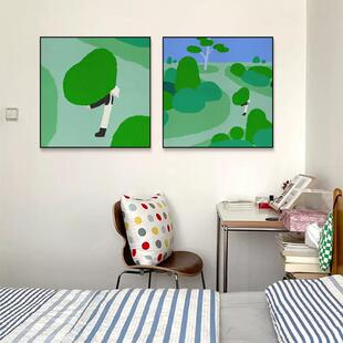 小清新ins风餐厅桌面摆画抽象艺术客厅装饰画砂岩治愈系卧室挂画